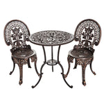 Gardeon 3PC Patio Furniture Outdoor Bistro Set Dining Chairs Aluminium Bronze - Furniture > Outdoor