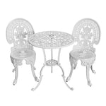 Gardeon 3PC Patio Furniture Outdoor Bistro Set Dining Chairs Aluminium White - Furniture > Outdoor > Outdoor Chairs
