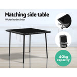 Gardeon 3PC Rocking Chair Table Wicker Outdoor Furniture Patio Bistro Set Black - Furniture > Outdoor