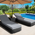 Gardeon 3PC Sun Lounge Wicker Lounger Outdoor Furniture Day Bed Rattan Garden - Furniture > Outdoor