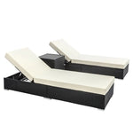 Gardeon 3PC Sun Lounge Wicker Lounger Outdoor Furniture Day Bed Rattan Garden - Furniture > Outdoor