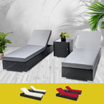 Gardeon 3PC Sun Lounge Wicker Lounger Outdoor Furniture Day Bed Rattan Garden - Furniture > Outdoor