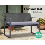 Gardeon 4 PCS Outdoor Sofa Set Rattan Furniture with Storage Cover Chairs Black - Furniture > Outdoor > Outdoor Chairs