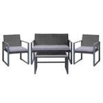 Gardeon 4 PCS Outdoor Sofa Set Rattan Furniture with Storage Cover Chairs Black - Furniture > Outdoor > Outdoor Chairs