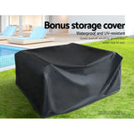 Gardeon 4 PCS Outdoor Sofa Set Rattan Furniture with Storage Cover Chairs Black - Furniture > Outdoor > Outdoor Chairs