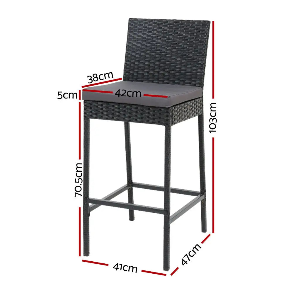 Gardeon 4-Piece Outdoor Bar Stools Dining Chair Bar Stools Rattan Furniture - Furniture > Outdoor