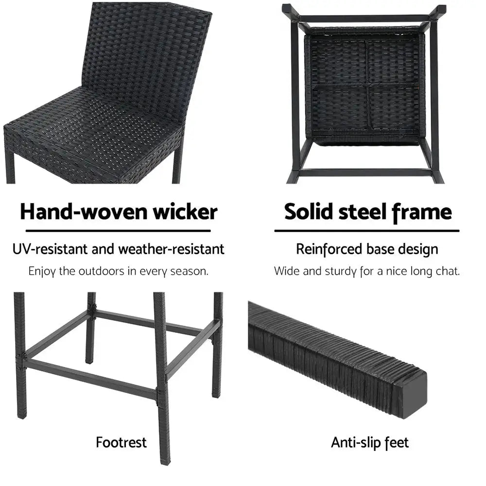 Gardeon 4-Piece Outdoor Bar Stools Dining Chair Bar Stools Rattan Furniture - Furniture > Outdoor