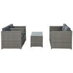 Gardeon 4-Piece Outdoor Sofa Set Wicker Couch Lounge Setting Grey - Furniture > Outdoor