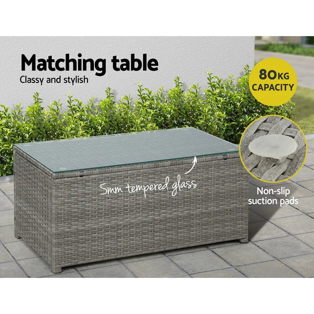 Gardeon 4-Piece Outdoor Sofa Set Wicker Couch Lounge Setting Grey - Furniture > Outdoor
