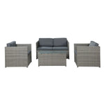 Gardeon 4-Piece Outdoor Sofa Set Wicker Couch Lounge Setting Grey - Furniture > Outdoor