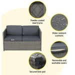 Gardeon 4-Piece Outdoor Sofa Set Wicker Couch Lounge Setting Grey - Furniture > Outdoor