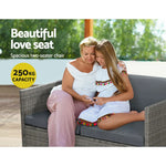 Gardeon 4-Piece Outdoor Sofa Set Wicker Couch Lounge Setting Grey - Furniture > Outdoor