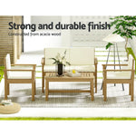 Gardeon 4-Piece Outdoor Sofa Set Wooden Couch Lounge Setting - Furniture > Outdoor