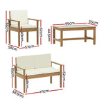 Gardeon 4-Piece Outdoor Sofa Set Wooden Couch Lounge Setting - Furniture > Outdoor