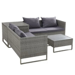 Gardeon 4-Seater Outdoor Sofa Furniture Lounge Set Wicker Setting Grey - Furniture > Outdoor