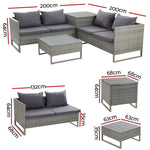 Gardeon 4-Seater Outdoor Sofa Furniture Lounge Set Wicker Setting Grey - Furniture > Outdoor