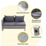 Gardeon 4-Seater Outdoor Sofa Furniture Lounge Set Wicker Setting Grey - Furniture > Outdoor