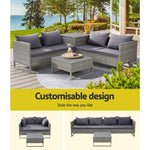 Gardeon 4-Seater Outdoor Sofa Furniture Lounge Set Wicker Setting Grey - Furniture > Outdoor