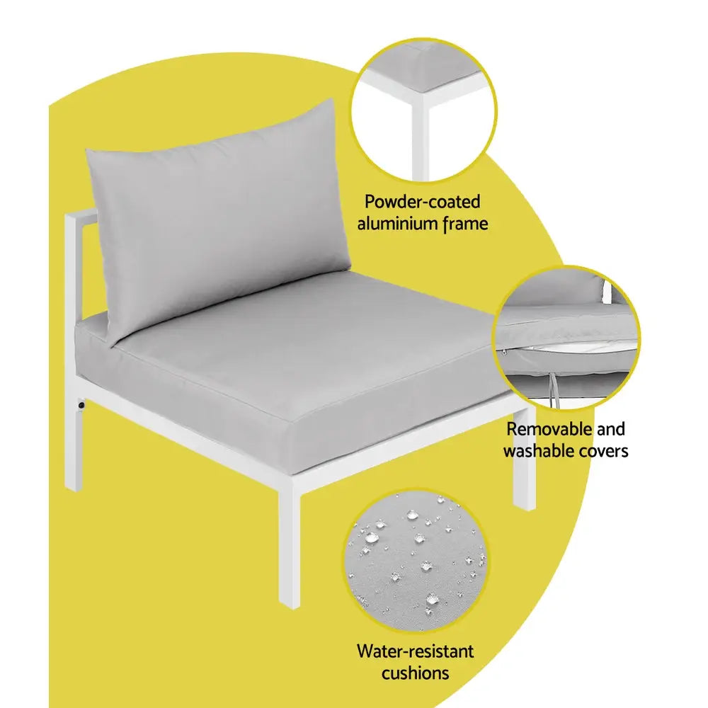 Gardeon 4 Seater Outdoor Sofa Set Aluminium Lounge Setting - Furniture > Outdoor > Outdoor Sofas & Lounge Sets