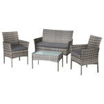 Gardeon 4 Seater Outdoor Sofa Set Wicker Setting Table Chair Furniture Grey - Furniture > Outdoor