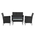 Gardeon 4 Seater Outdoor Sofa Set Wicker Setting Table Chair Furniture Dark Grey - Furniture > Outdoor > Outdoor Chairs