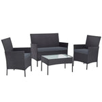 Gardeon 4 Seater Outdoor Sofa Set Wicker Setting Table Chair Furniture Dark Grey - Furniture > Outdoor > Outdoor Chairs