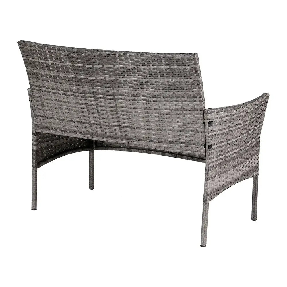 Gardeon 4 Seater Outdoor Sofa Set Wicker Setting Table Chair Furniture Grey - Furniture > Outdoor