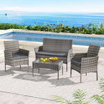 Gardeon 4 Seater Outdoor Sofa Set Wicker Setting Table Chair Furniture Grey - Furniture > Outdoor