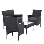 Gardeon 4 Seater Outdoor Sofa Set Wicker Setting Table Chair Furniture Dark Grey - Furniture > Outdoor > Outdoor Chairs