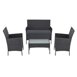 Gardeon 4 Seater Outdoor Sofa Set with Storage Cover Wicker Table Chair DarkGrey - Furniture > Outdoor > Outdoor Chairs