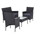 Gardeon 4 Seater Outdoor Sofa Set with Storage Cover Wicker Table Chair DarkGrey - Furniture > Outdoor > Outdoor Chairs