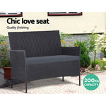Gardeon 4 Seater Outdoor Sofa Set with Storage Cover Wicker Table Chair DarkGrey - Furniture > Outdoor > Outdoor Chairs