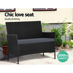 Gardeon 4 Seater Outdoor Sofa Set with Storage Cover Wicker Table Chair Black - Furniture > Bar Stools & Chairs > Arm
