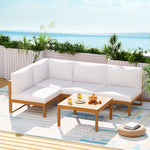 Gardeon 4-Seater Outdoor Sofa Set Wooden Lounge Setting 5PCS - Furniture > Outdoor