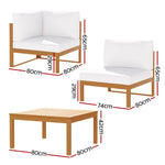 Gardeon 4-Seater Outdoor Sofa Set Wooden Lounge Setting 5PCS - Furniture > Outdoor
