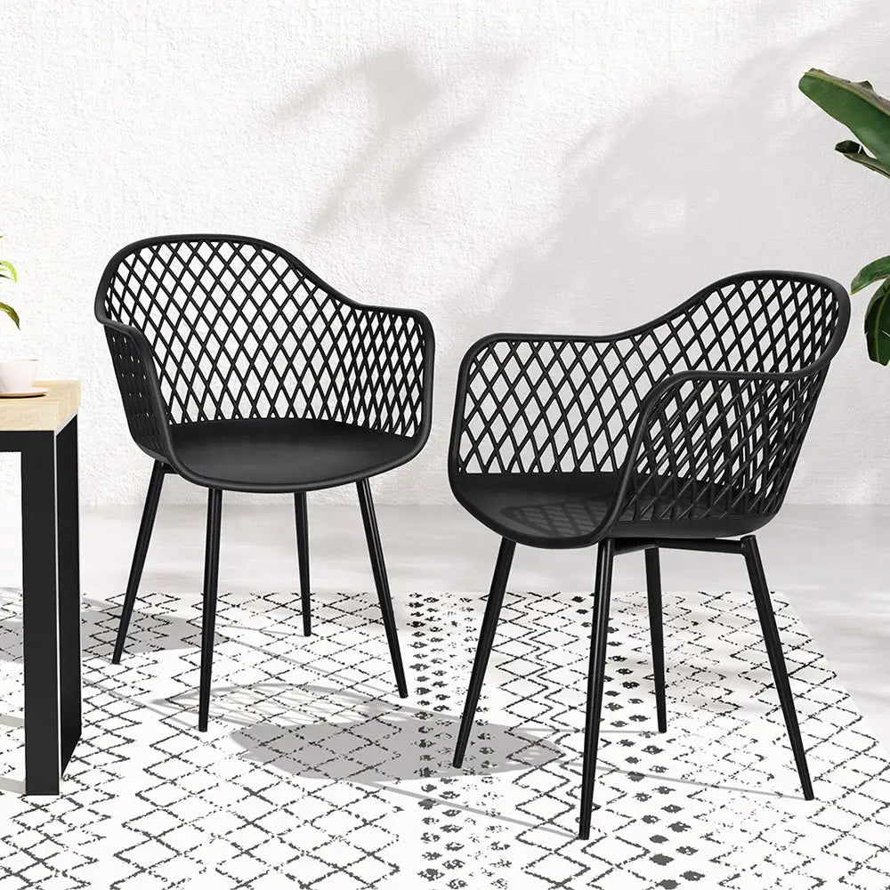 Gardeon 4PC Outdoor Dining Chairs PP Lounge Chair Patio Furniture Garden Black - Furniture > Outdoor > Outdoor Chairs