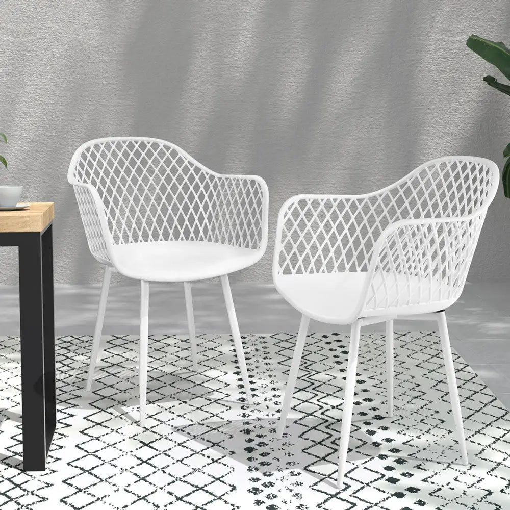Gardeon 4PC Outdoor Dining Chairs PP Lounge Chair Patio Furniture Garden White - Furniture > Outdoor > Outdoor Chairs