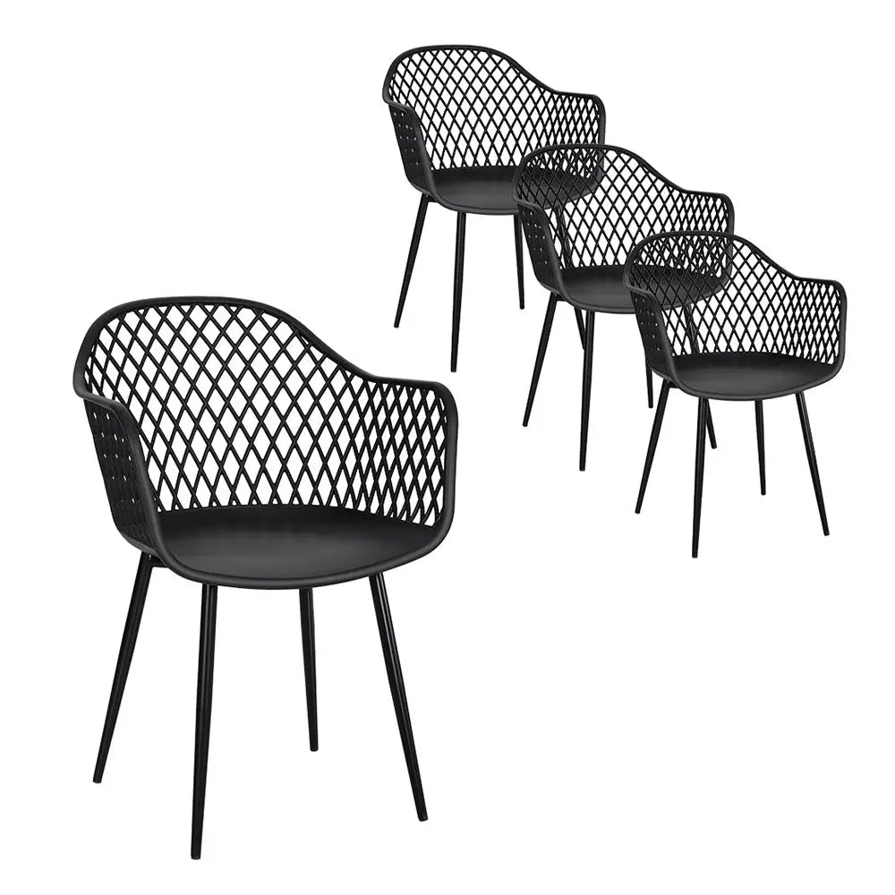 Gardeon 4PC Outdoor Dining Chairs PP Lounge Chair Patio Furniture Garden Black - Furniture > Outdoor > Outdoor Chairs
