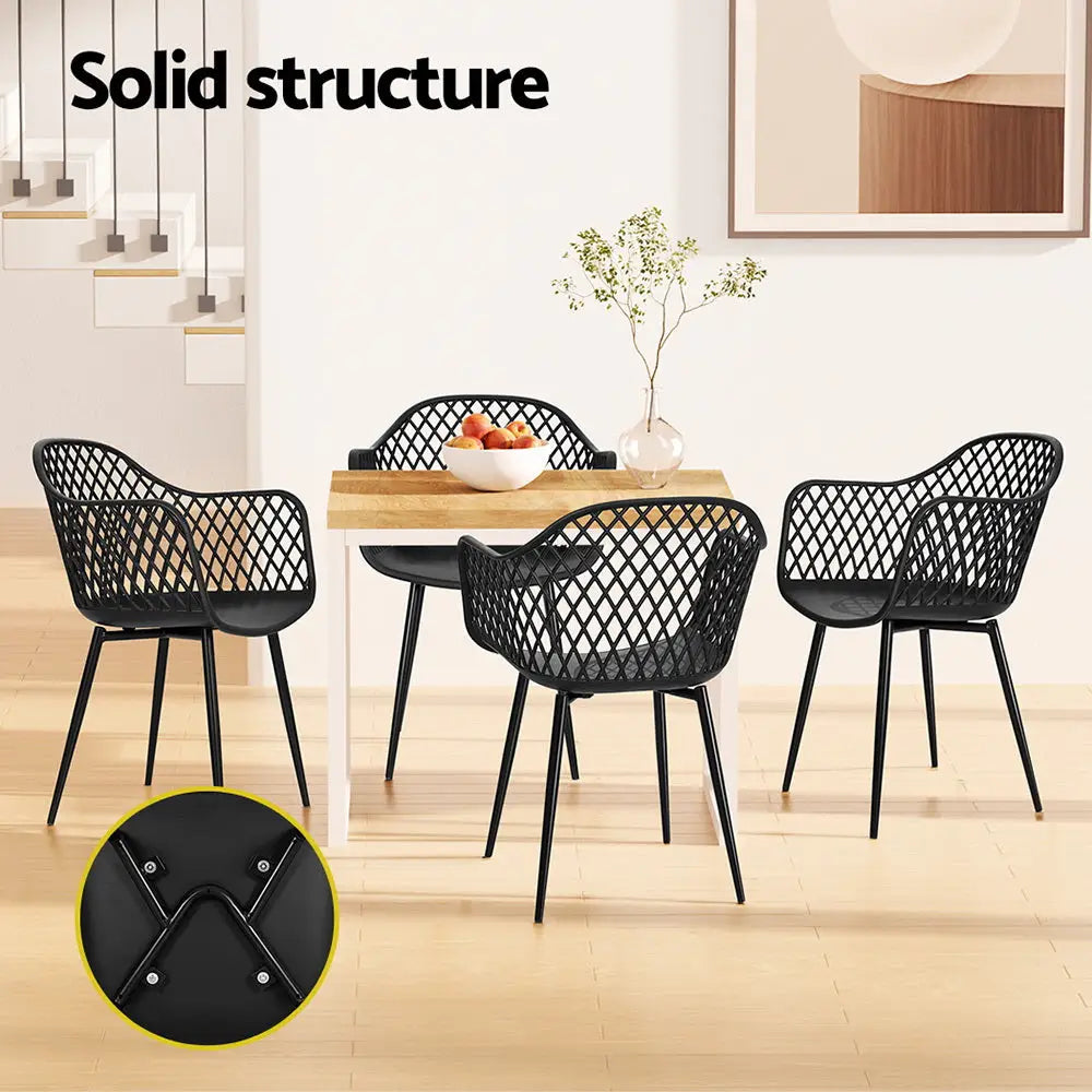 Gardeon 4PC Outdoor Dining Chairs PP Lounge Chair Patio Furniture Garden Black - Furniture > Outdoor > Outdoor Chairs