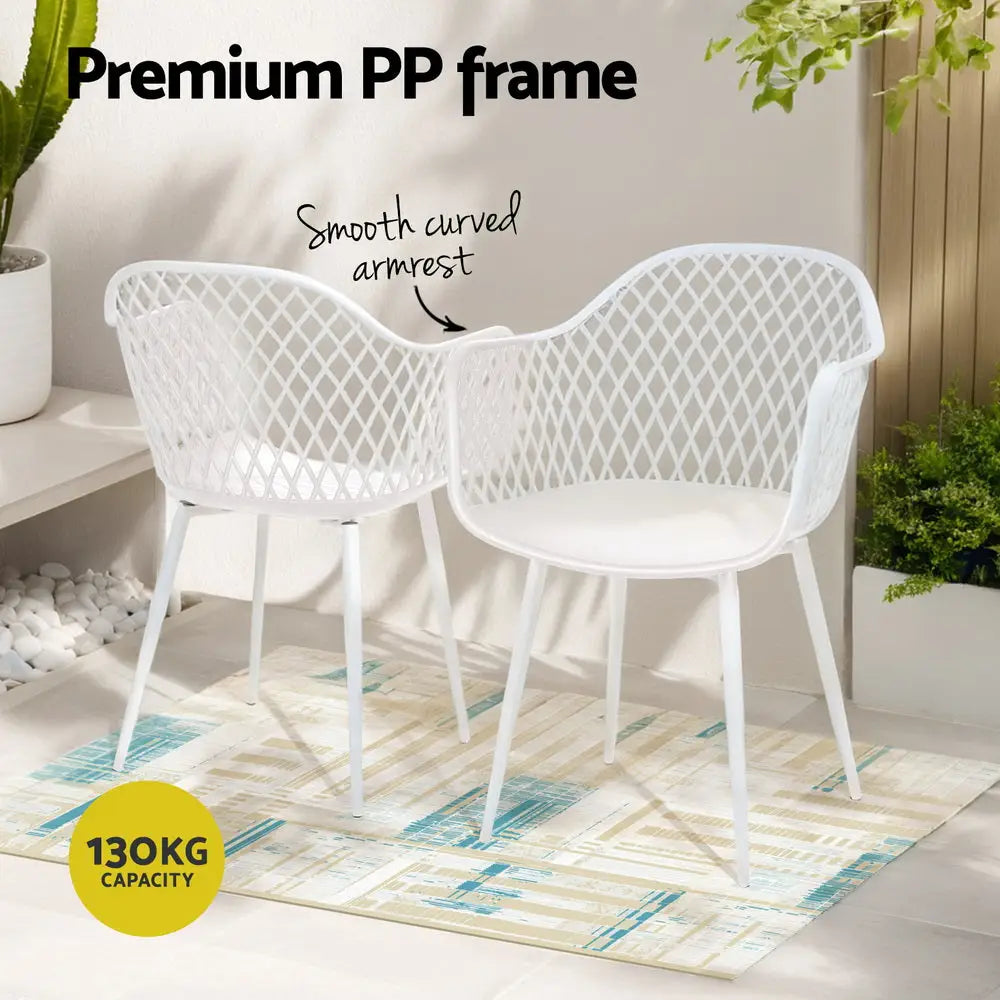 Gardeon 4PC Outdoor Dining Chairs PP Lounge Chair Patio Furniture Garden White - Furniture > Outdoor > Outdoor Chairs