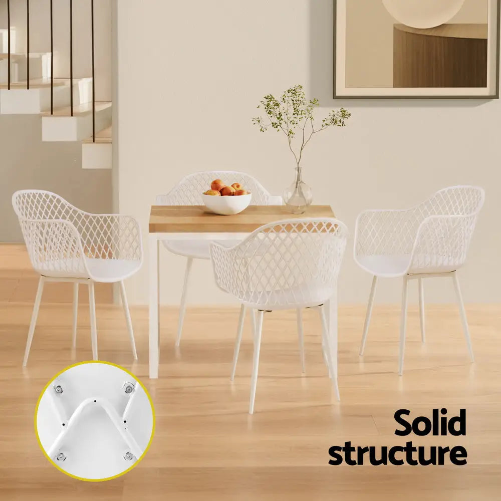 Gardeon 4PC Outdoor Dining Chairs PP Lounge Chair Patio Furniture Garden White - Furniture > Outdoor > Outdoor Chairs