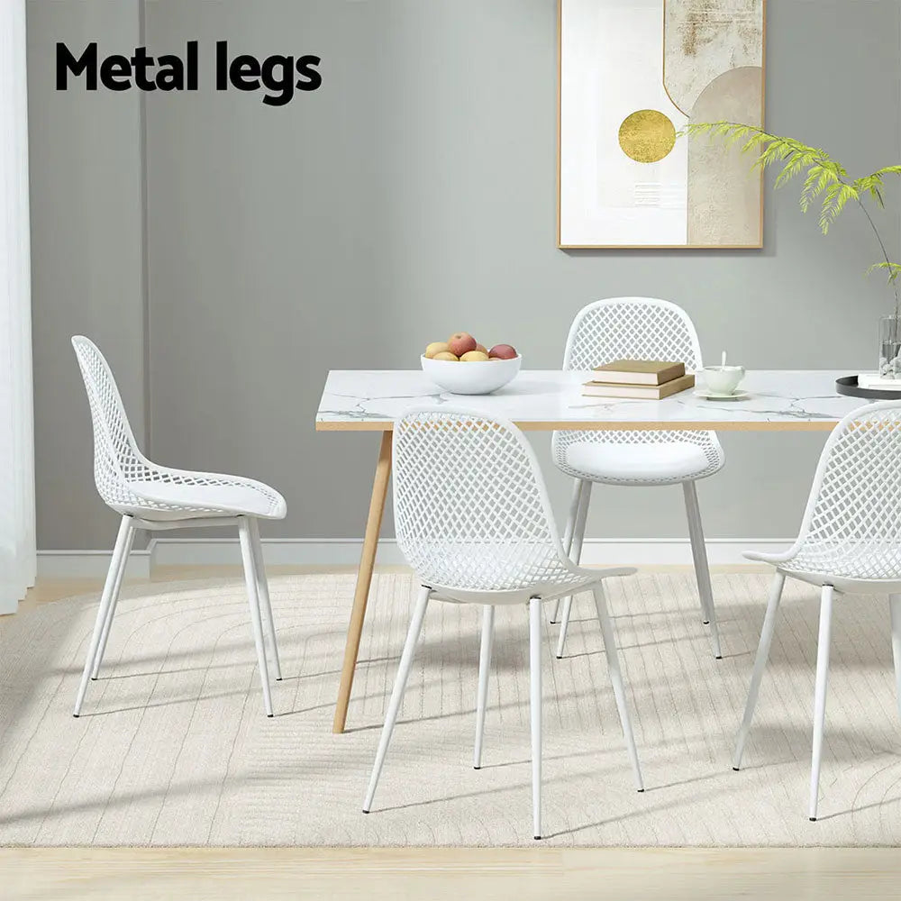 Gardeon 4PC Outdoor Dining Chairs PP Lounge Chair Patio Garden Furniture White - Furniture > Outdoor > Outdoor Chairs