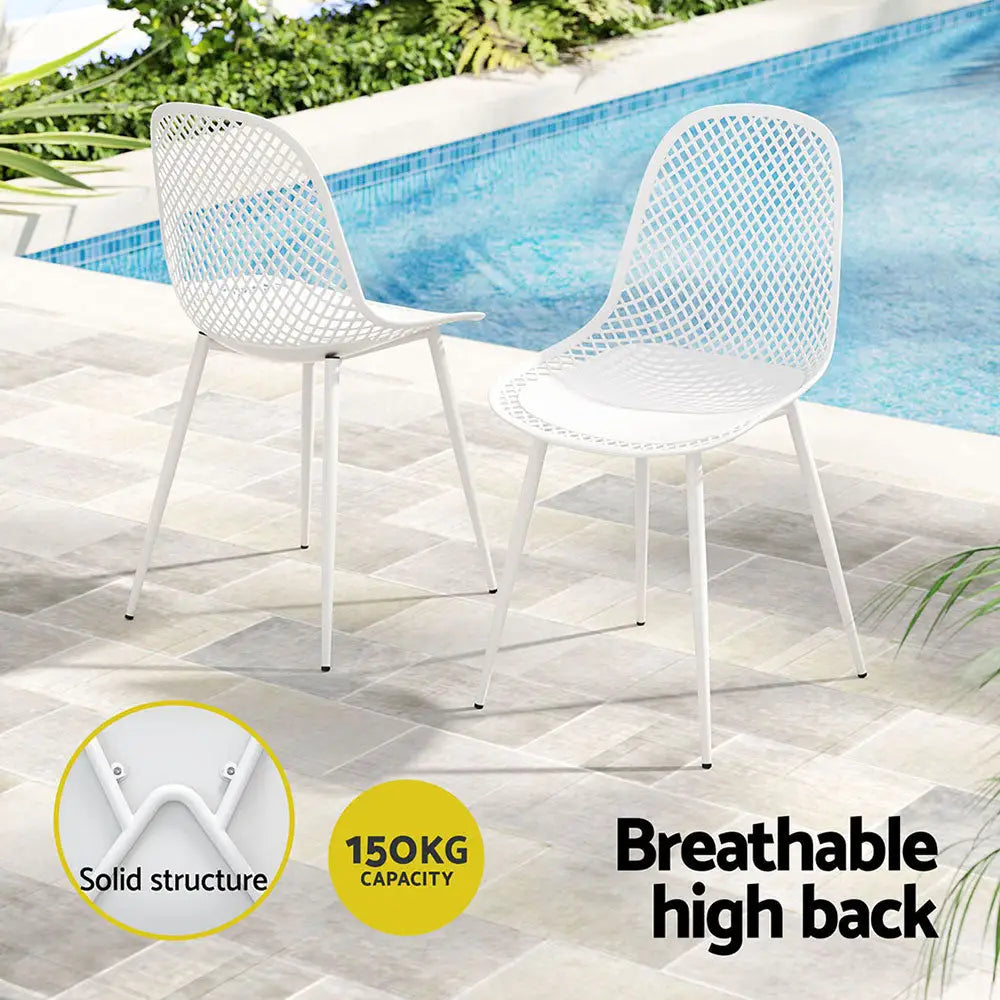 Gardeon 4PC Outdoor Dining Chairs PP Lounge Chair Patio Garden Furniture White - Furniture > Outdoor > Outdoor Chairs