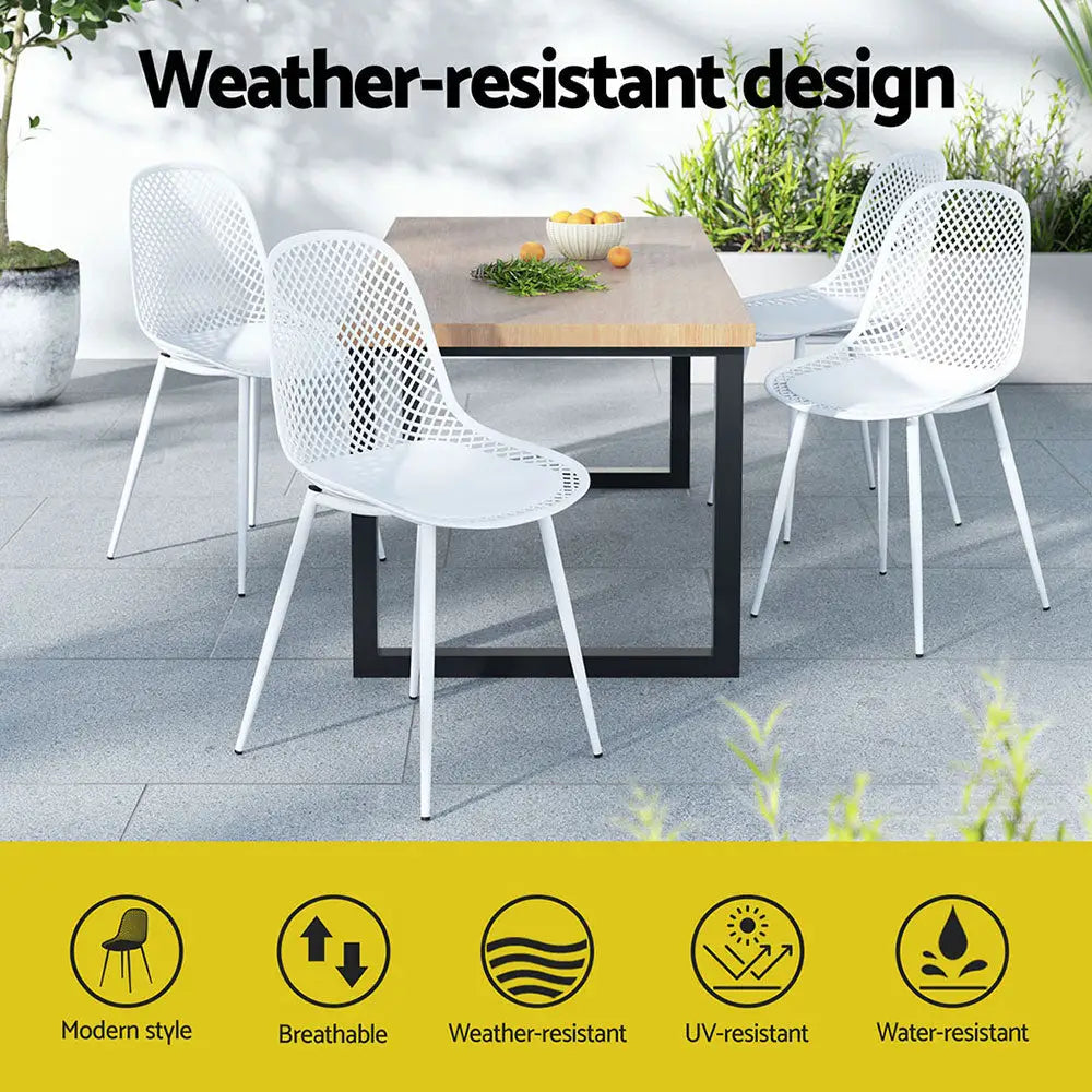 Gardeon 4PC Outdoor Dining Chairs PP Lounge Chair Patio Garden Furniture White - Furniture > Outdoor > Outdoor Chairs
