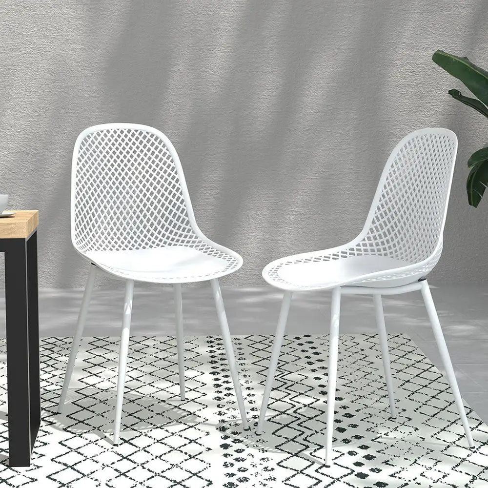Gardeon 4PC Outdoor Dining Chairs PP Lounge Chair Patio Garden Furniture White - Furniture > Outdoor > Outdoor Chairs