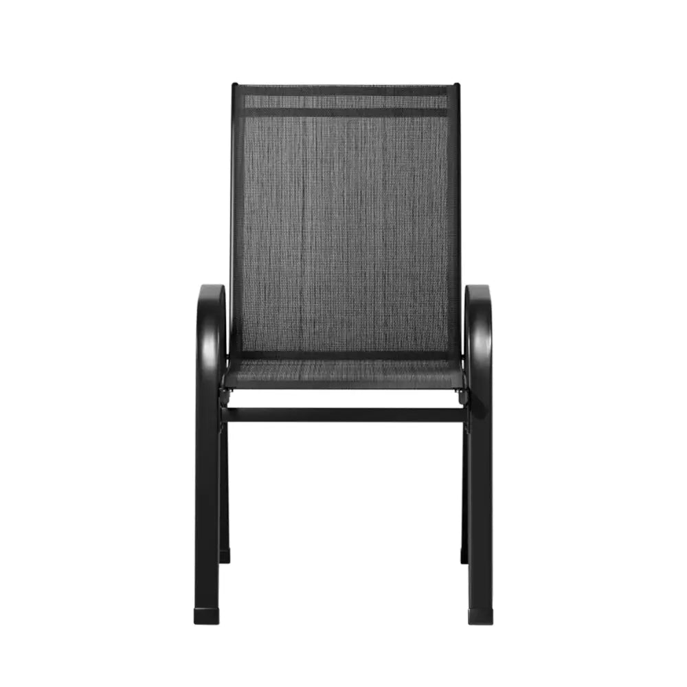 Gardeon 4PC Outdoor Dining Chairs Stackable Lounge Chair Patio Furniture Black - Furniture > Outdoor