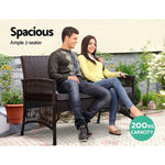 Gardeon 4PCS Outdoor Sofa Set Wicker Harp Chair Table Garden Furniture Black - Furniture > Outdoor