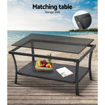Gardeon 4PCS Outdoor Sofa Set with Storage Cover Wicker Harp Chair Table Grey - Furniture > Bar Stools & Chairs > Arm