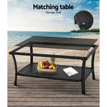 Gardeon 4PCS OutdoorSofa Set with Storage Cover Wicker Harp Chair Table Black - Furniture > Outdoor > Outdoor Sofas &