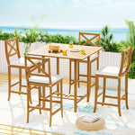 Gardeon 5-Piece Outdoor Bar Set Acacia Wood Bistro Patio Table Stools - Furniture > Outdoor